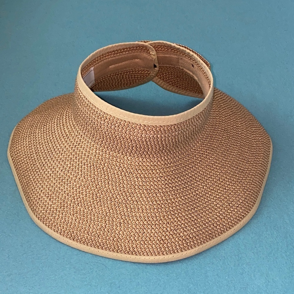 TALEEN visor adjustable hook and loop closure bow detail weaved paper size OSFA